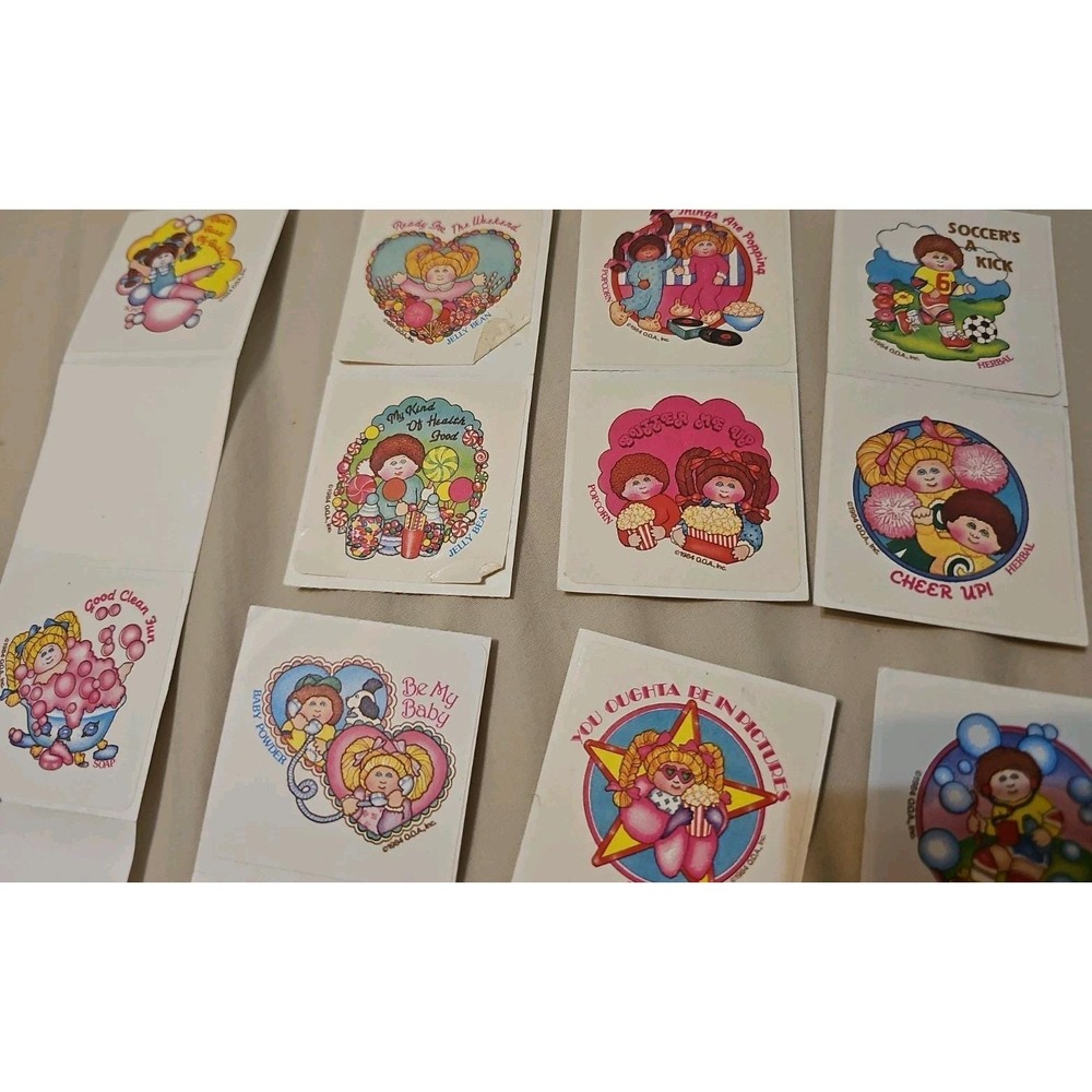 Vintage 80's CABBAGE PATCH KIDS Scratch & Sniff Stickers Set Lot - 20 Stickers - Picture 2 of 6
